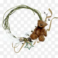 创意合成效果可爱的维尼熊植物藤蔓边框