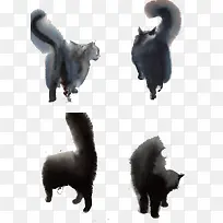 四只猫的背影