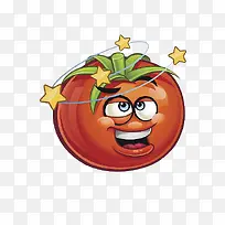 卡通眩晕的西红柿