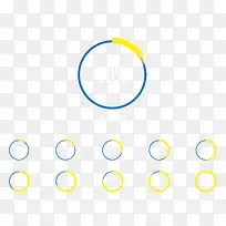 矢量简约扁平蓝黄圆形缓冲图标
