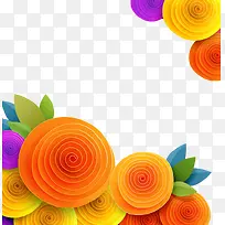 彩色折纸花朵插画