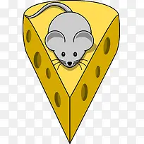 奶酪上的老鼠矢量图