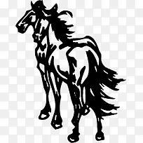 毛笔创意字体动物造型马