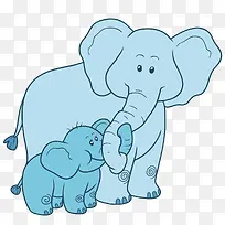 卡通用手绘大象和小象