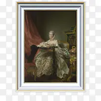 坐着的贵妇装饰油画PNG