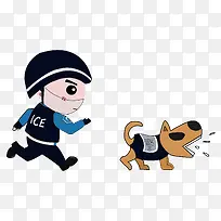 Q版特警和警犬