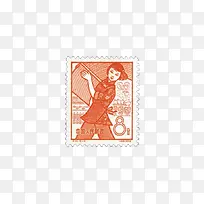 新中国橙色人民公社邮票元素