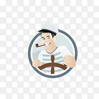 卡通戴水手帽的男人圆形标志PNG