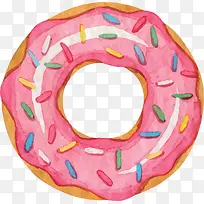 粉红水彩卡通甜甜圈