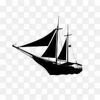黑色的帆船剪影