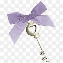 紫色蝴蝶结布条钥匙