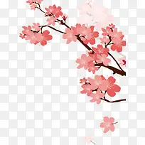 粉色中国式桃花花枝