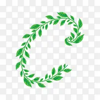 绿色树叶字母C