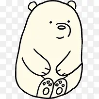 手绘线条端坐可爱小熊