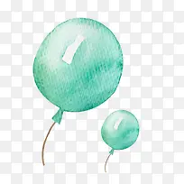 水彩绘生日蓝色气球