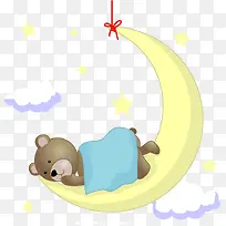 泰迪熊睡在月球上免费下载
