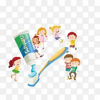 刷牙的儿童