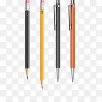 矢量铅笔自动铅笔素材彩色文具