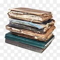 棕色破旧整齐堆起来的书实物