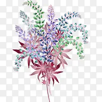 紫色手绘花草装饰图案