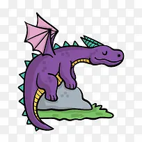 紫色翅膀的可爱恐龙