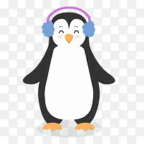 戴耳机的企鹅矢量图