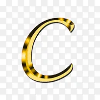卡通金色浮雕英文字母C