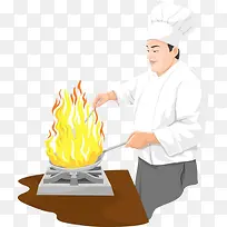 大火烹饪的厨师
