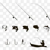 鱼杆鱼钩图标图片