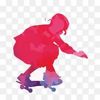 滑板车少年剪影矢量素材