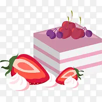 水果蛋糕美食插画