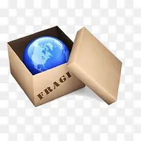 蓝色地球装在盒子里面