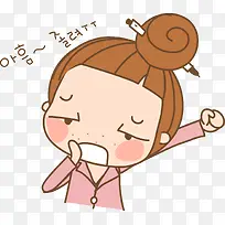 想睡觉的卡通女孩矢量