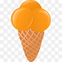 橙色卡通冰淇淋矢量图
