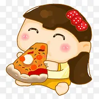 小孩吃披萨PNG下载