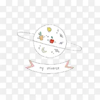 手绘白色星球
