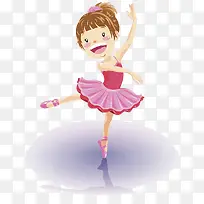 卡通穿粉色礼服表演舞蹈的女孩
