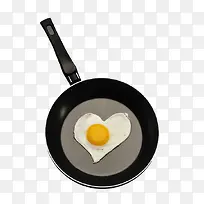 平底锅和心形的煎蛋