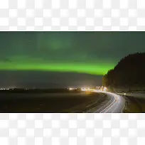 室外马路北极光绿色超漂亮高清摄影