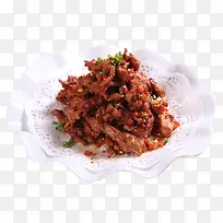 碟子里的香辣葱花孜然牛肉