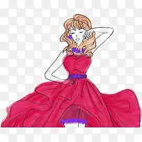 矢量手绘公主裙美女