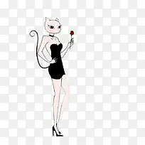 黑白猫女郎
