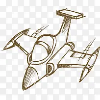 手绘棕色卡通玩具小飞机