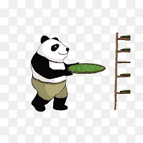 熊猫形象展示采茶工艺过程手绘