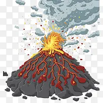 火山岩浆爆发插画