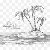 手绘海滩