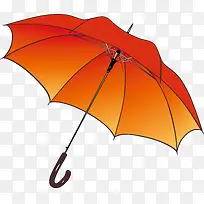 手绘插图撑开的橙色雨伞