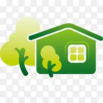 矢量绿色房子植物图