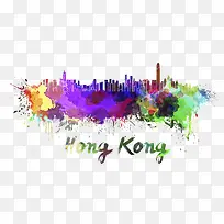 水彩香港香港建筑群
