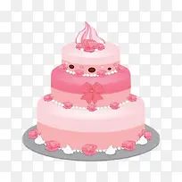 粉色三层大蛋糕